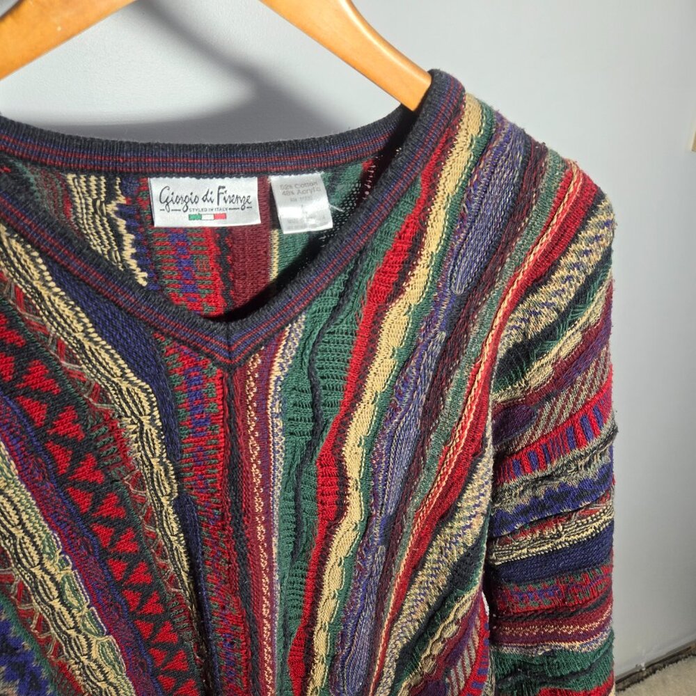 Giorgio Di Firenze Vtg Grandpa Multi-Color Crewneck Sweater Large Coogie… - Picture 2 of 6